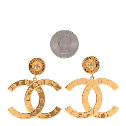 Chanel Metal Large Paris Button Clip On Earrings Gold 2 of 5