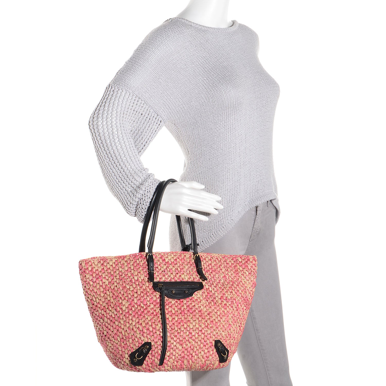 Balenciaga Panier Basket Tote Pink Natural 2 of 9