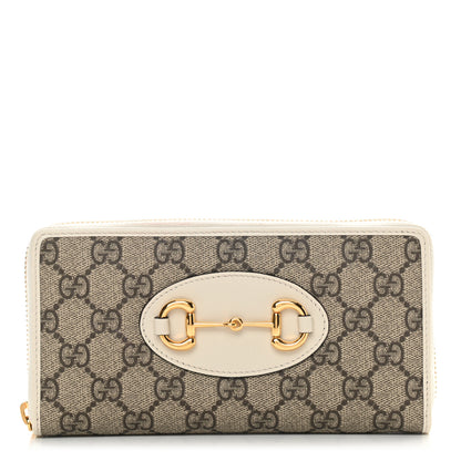 Gucci GG Supreme Monogram Azalea Calfskin Horsebit 1955 Zip Around Wallet Beige Ebony Mystic White 1 of 10