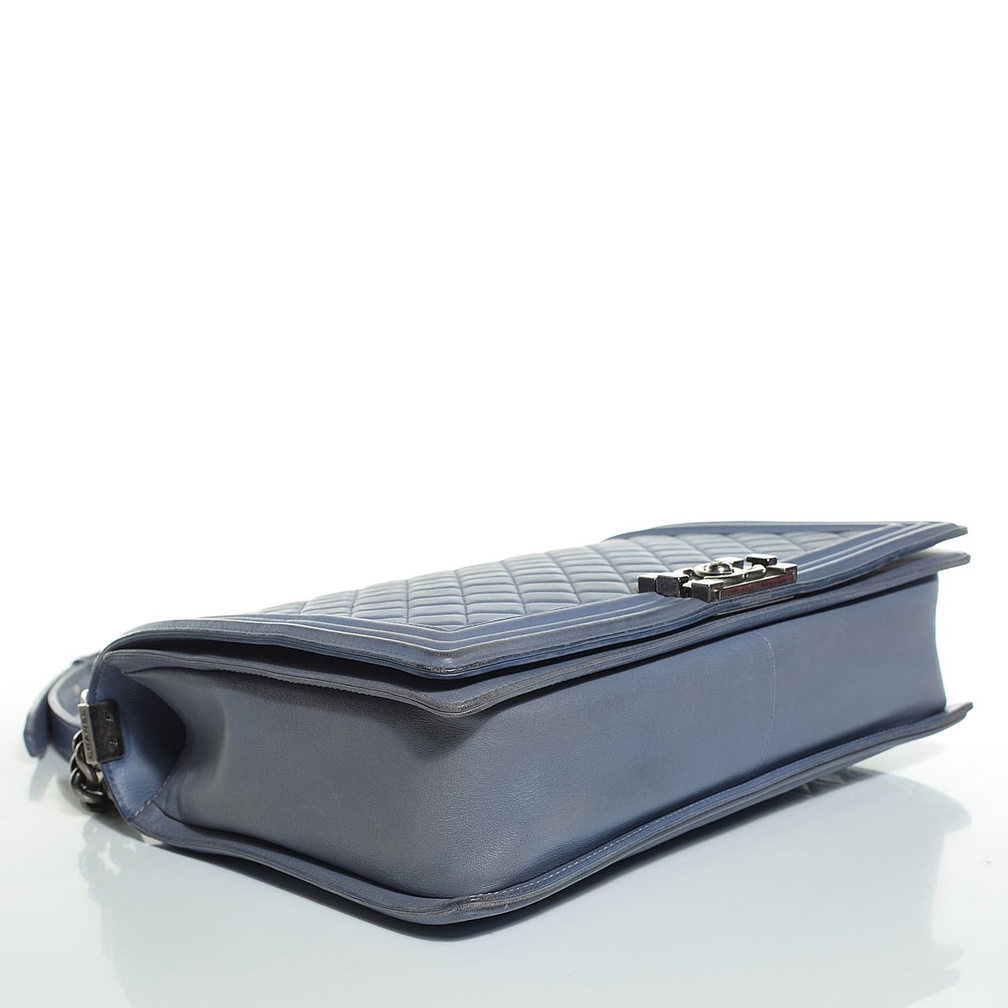 Lambskin Quilted Large Boy Flap Light Blue