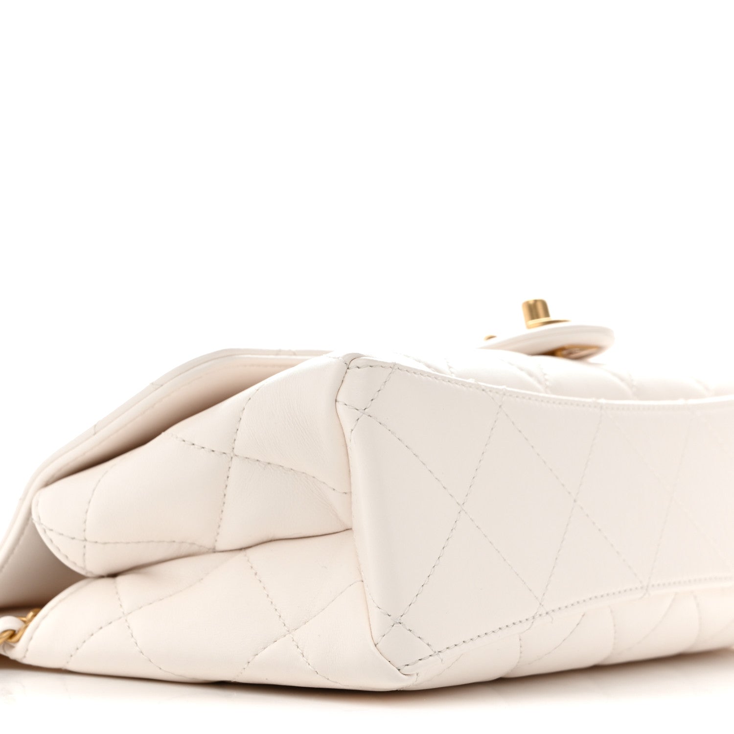Chanel Shiny Lambskin Pearl Top Handle Flap Shopping Bag White 9 of 10