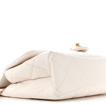 Chanel Shiny Lambskin Pearl Top Handle Flap Shopping Bag White 9 of 10