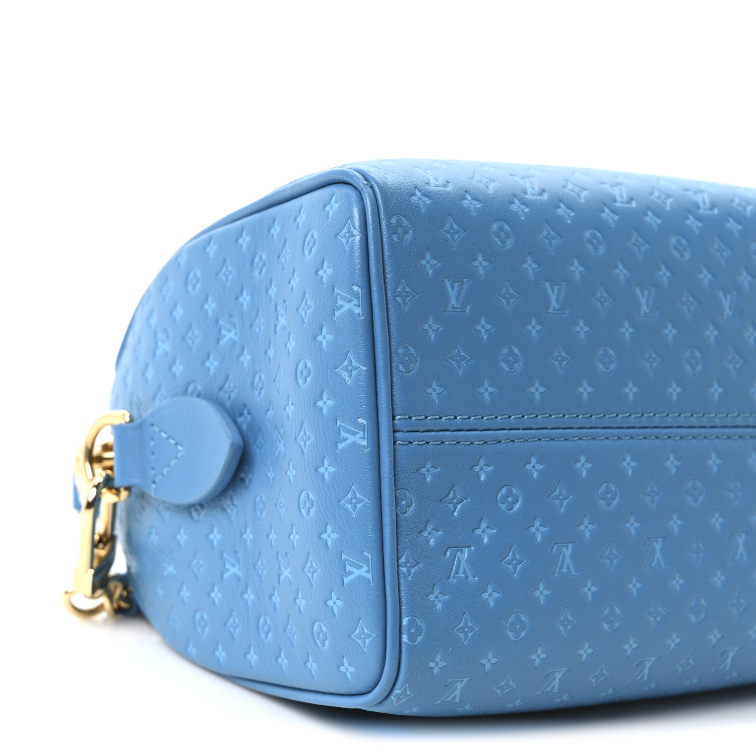 Louis Vuitton Calfskin Nanogram Embossed Speedy Bandouliere 20 Blue 7 of 8