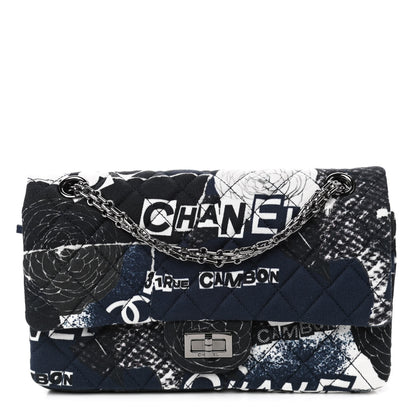 Chanel Jersey Quilted Graffiti Reissue 225 Flap Navy Blue 1 of 4
