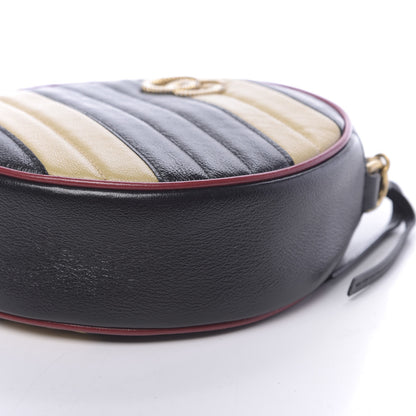 Gucci Azalea Calfskin Matelasse Diagonal Patchwork Mini Torchon GG Marmont Round Shoulder Bag Black Beige Romantic Cerise 8 of 11