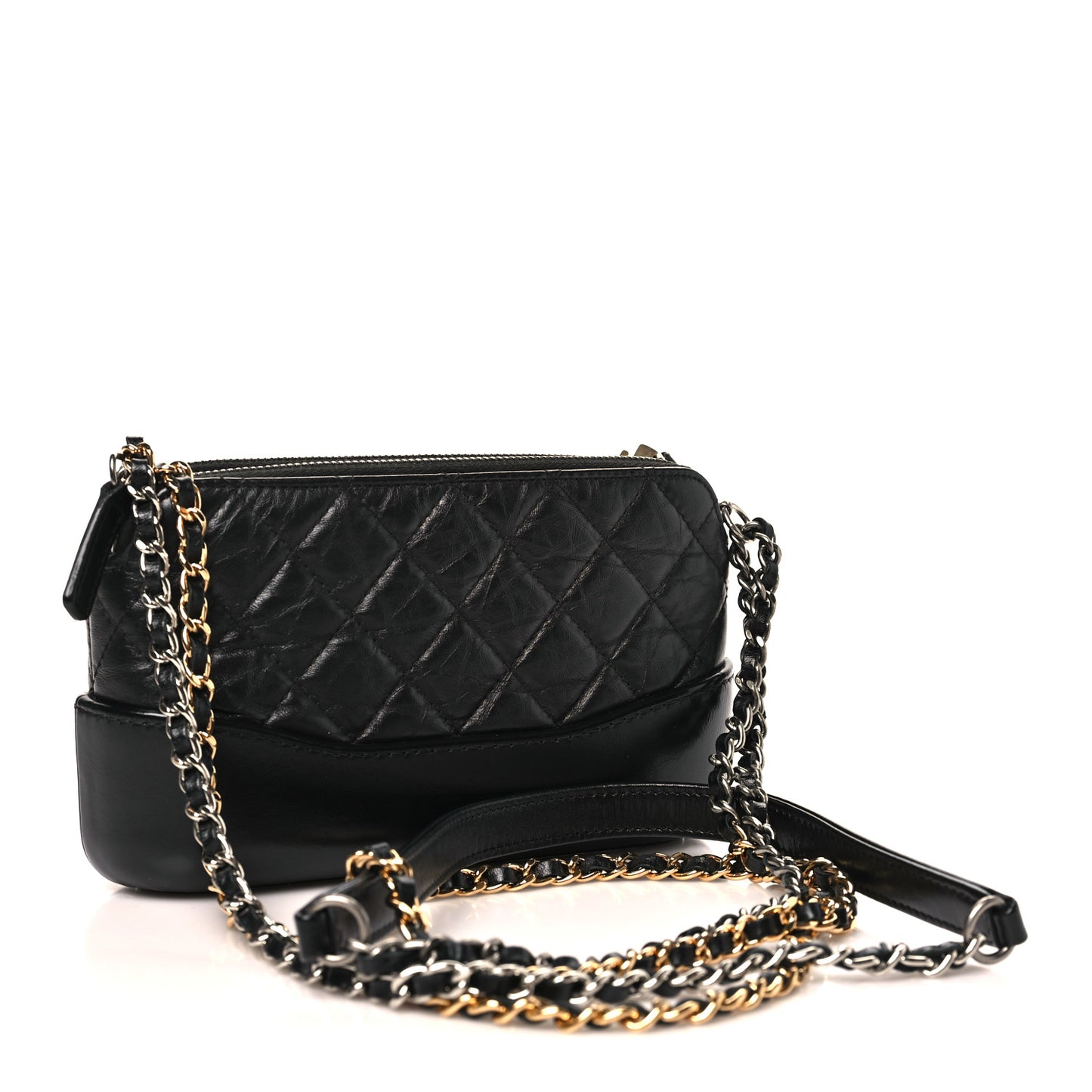 Aged Calfskin Quilted Small Gabrielle Clutch With Chain Black