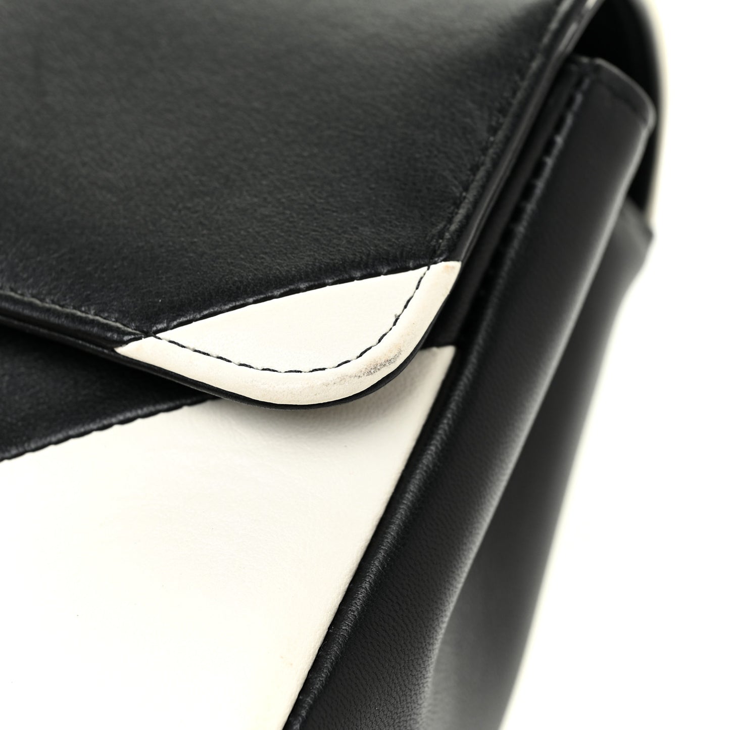 Lambskin Geometric Patchwork Mini Flap Black White