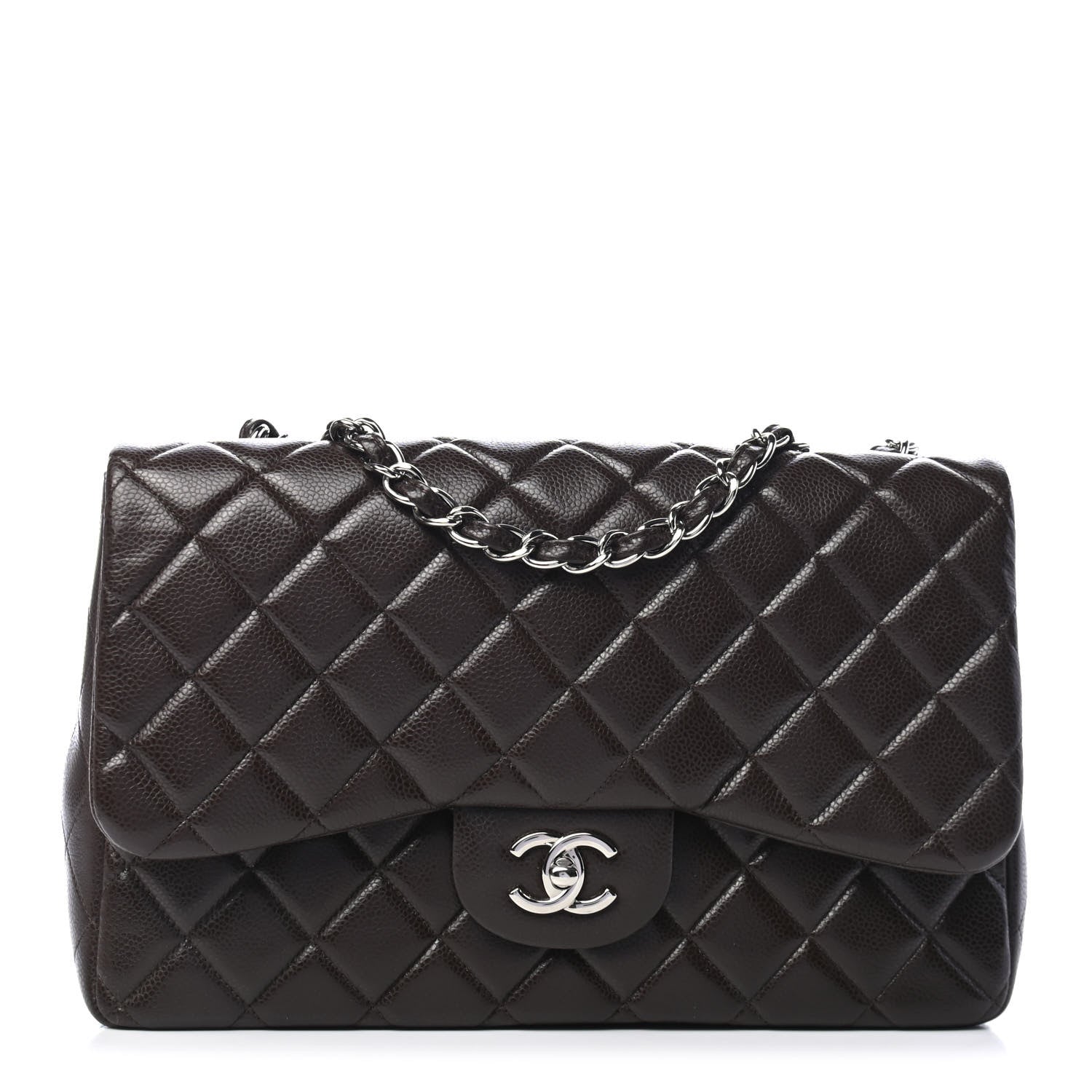 Chanel Caviar Quilted Jumbo Single Flap Dark Brown 1 of 5