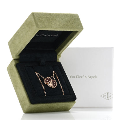 Van Cleef & Arpels 18K Rose Gold Carnelian Black Onyx Lucky Spring Open Wings Lady Bug Pendant Necklace 6 of 6