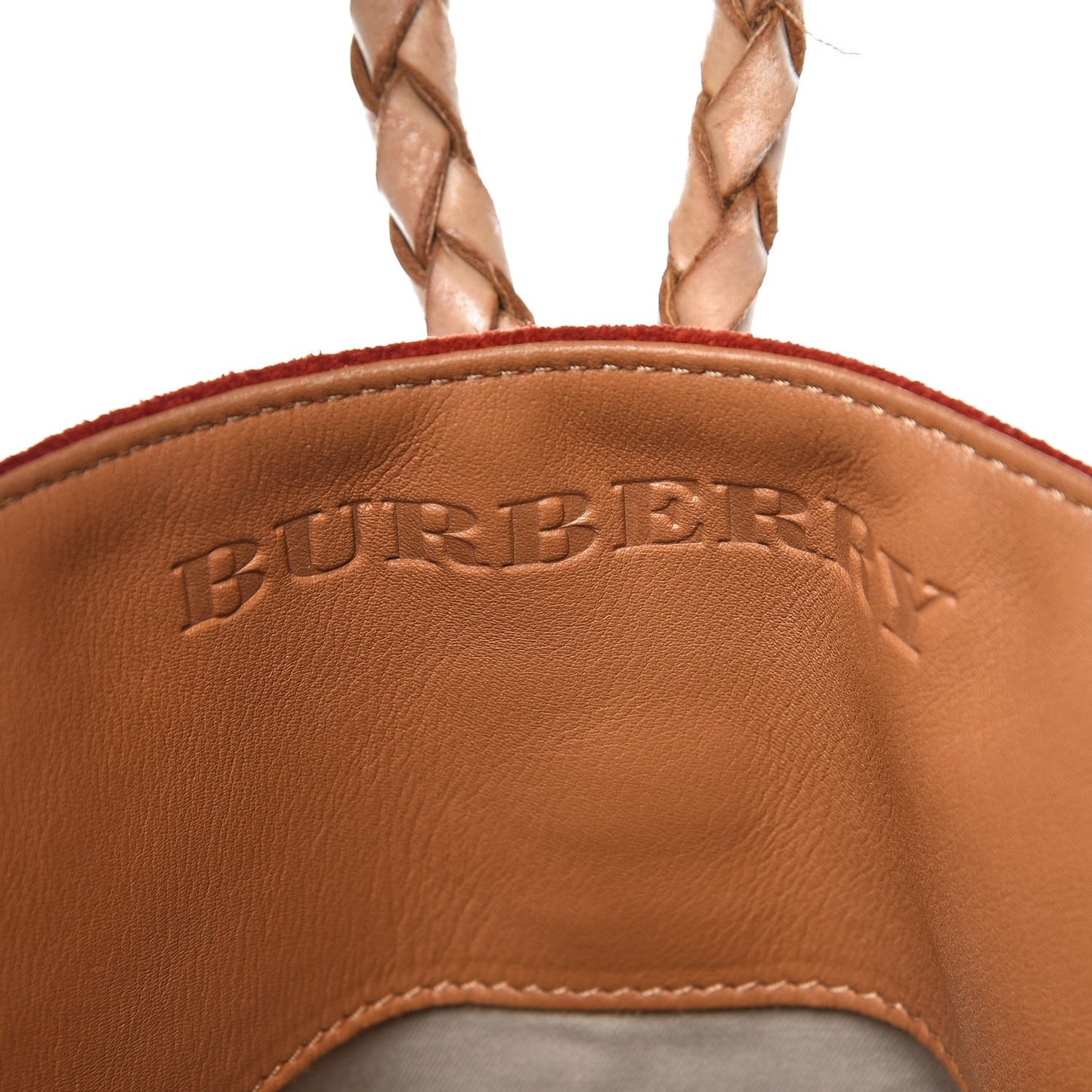 Suede Haymarket Check Horn Toggle Shoulder Bag Red