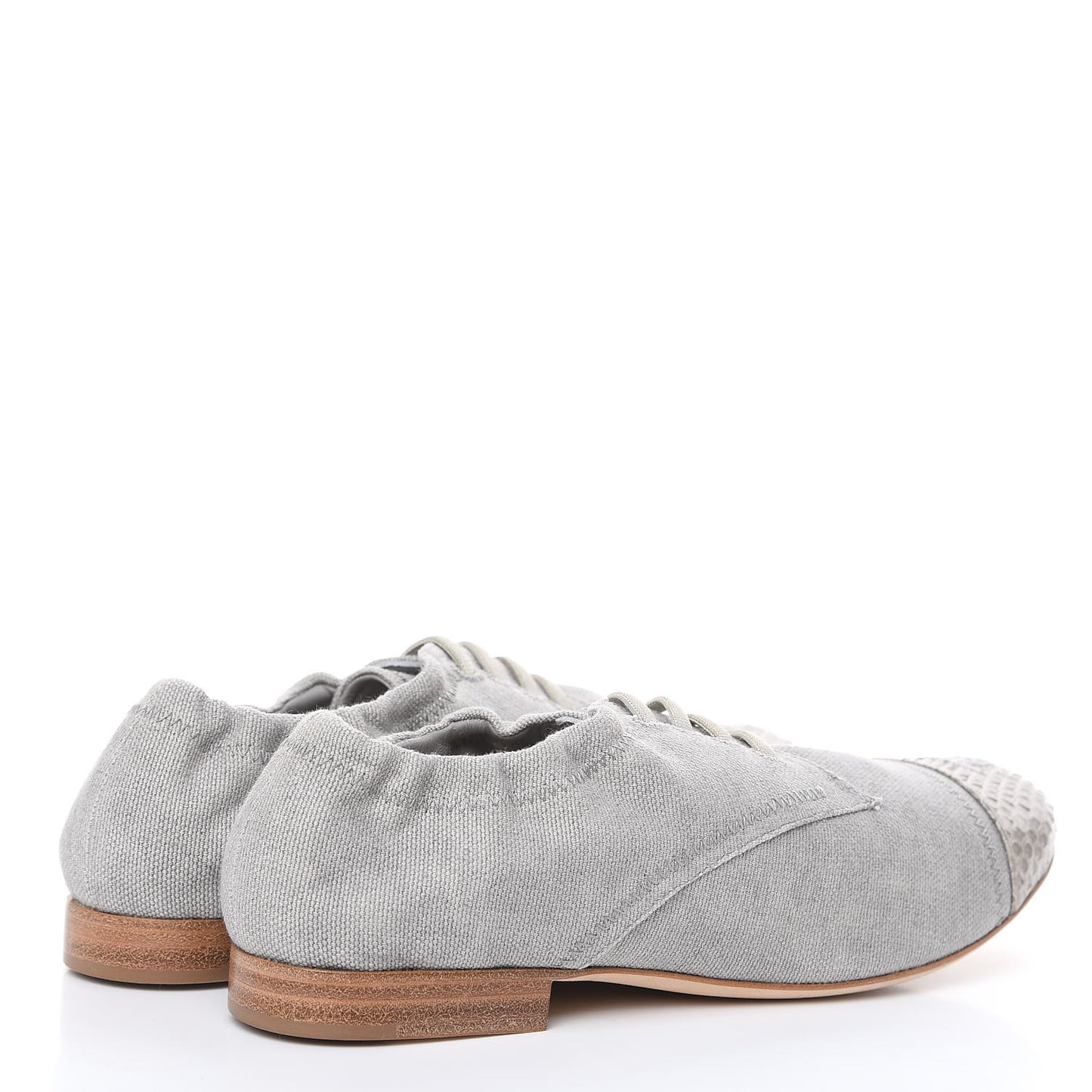 Washed Toile Snakeskin Cap Toe CC Lace Up Flats 36 Grey