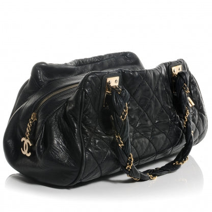 Chanel Distressed Lambskin Lady Braid Bowler Black 3 of 7