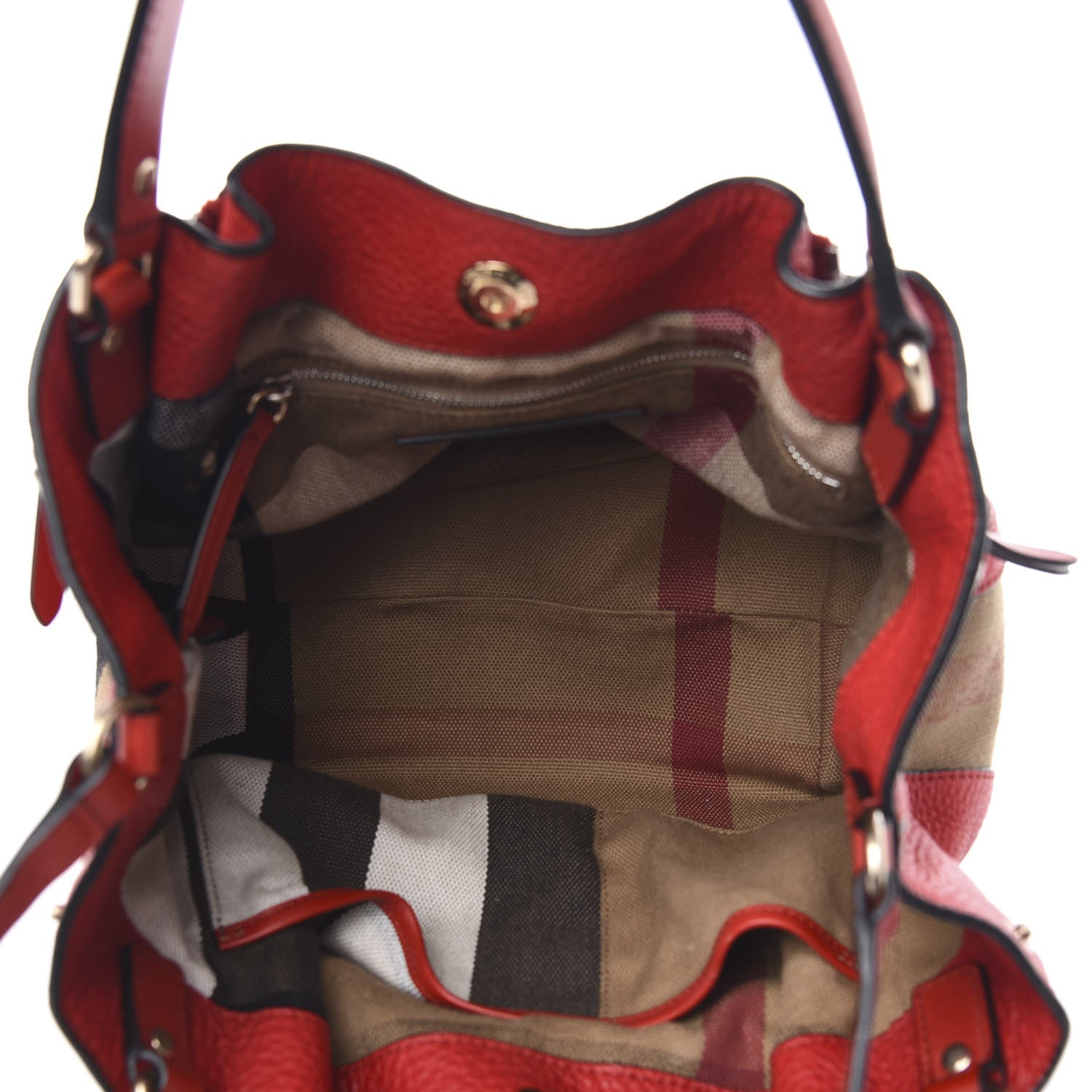 Burberry Grainy Calfskin House Check Small Maidstone Red 5 of 11