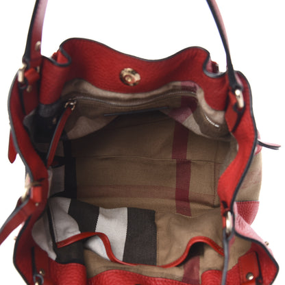 Burberry Grainy Calfskin House Check Small Maidstone Red 5 of 11