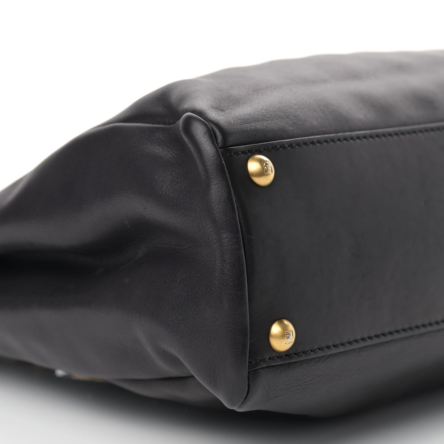 Fendi Vitello Saddle Medium Peekaboo Iconic Satchel Black 9 of 13