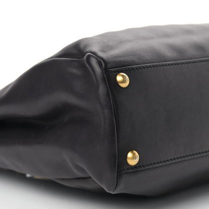 Fendi Vitello Saddle Medium Peekaboo Iconic Satchel Black 9 of 13