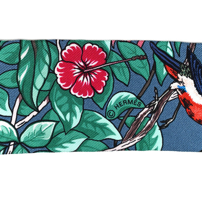 Hermes Silk Jungle Love Twilly Gris Bleuete Vert 4 of 4