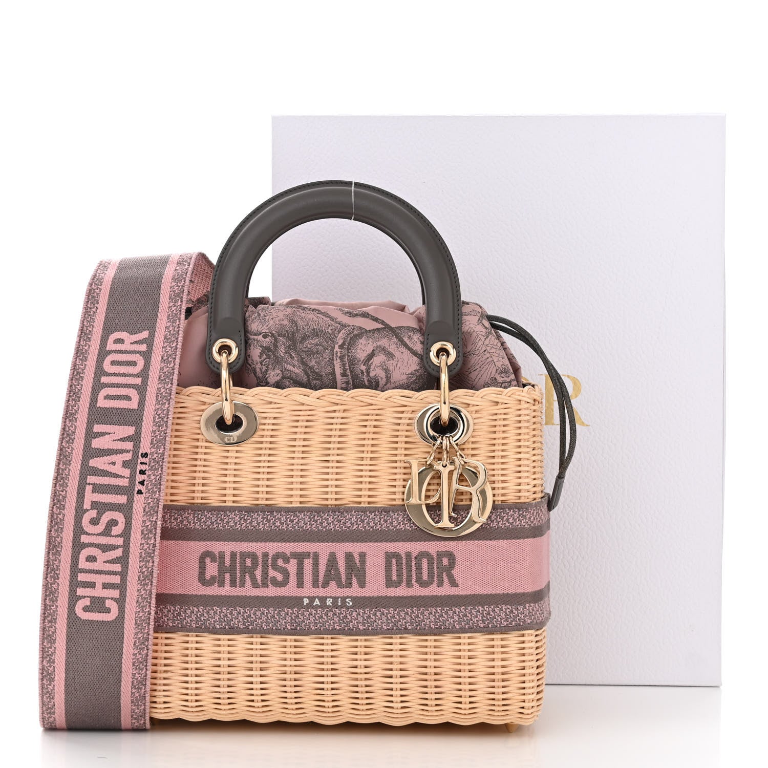 Christian Dior Wicker Oblique Medium Lady Dior Bag Pink Grey 10 of 10