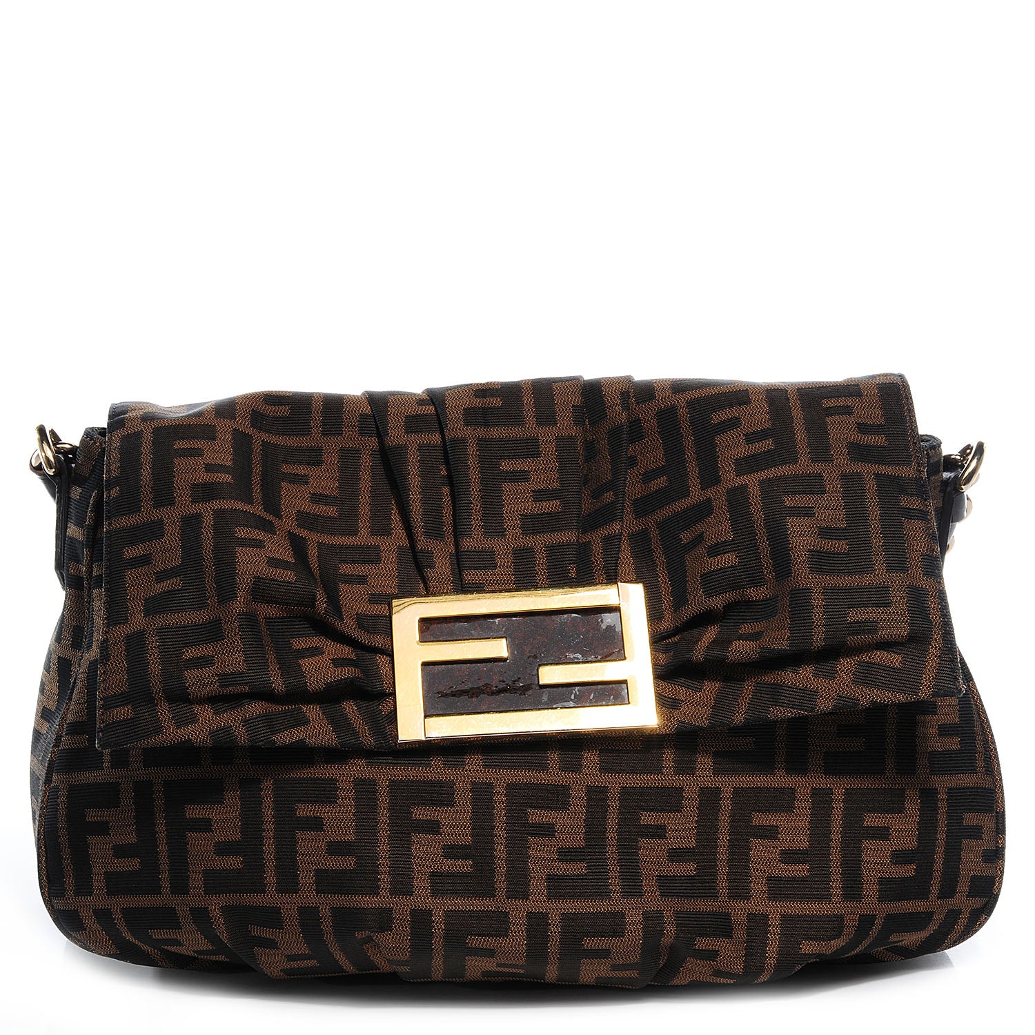 Fendi Zucca Patent Mia Shoulder Flap Tobacco 1 of 9