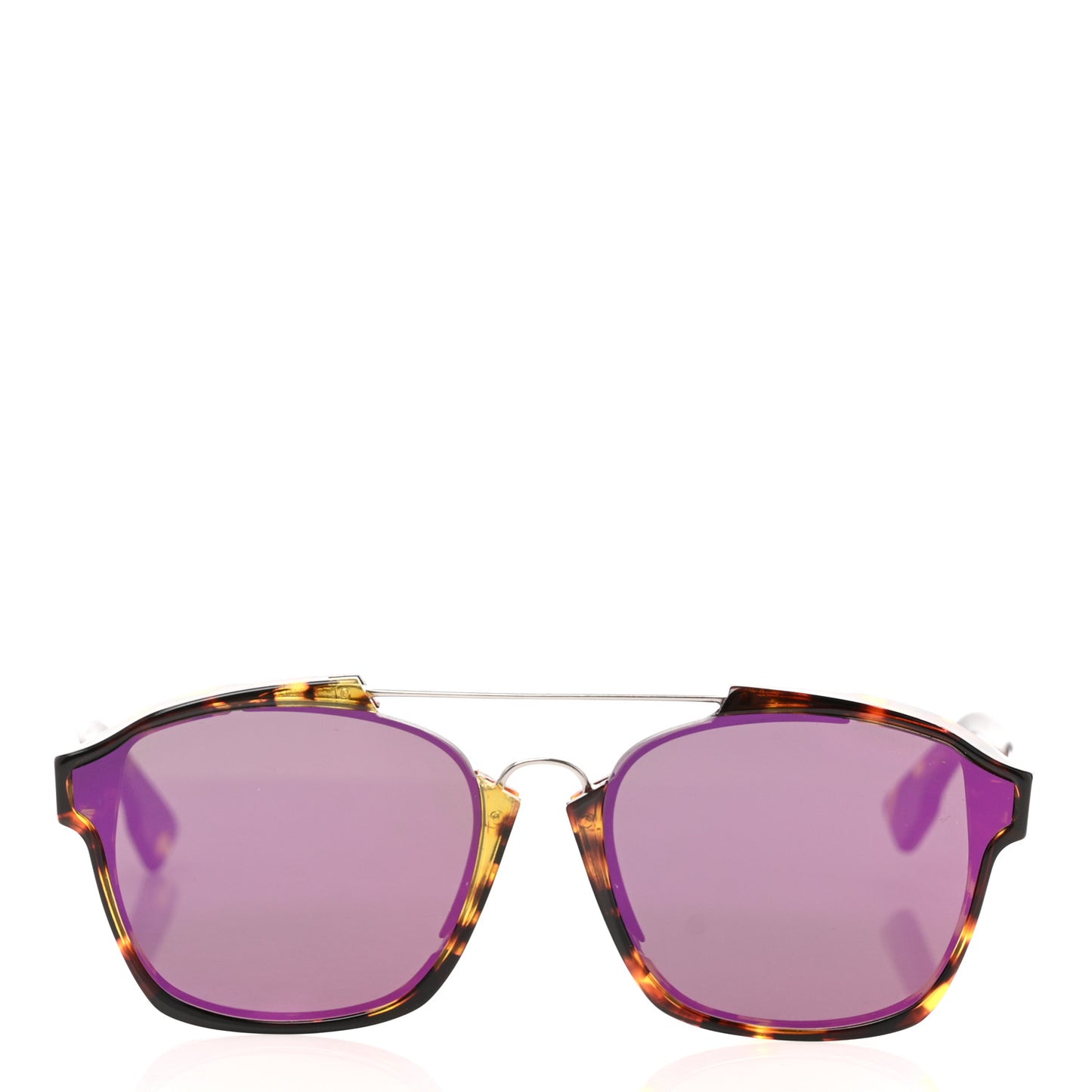 Abstract Square Mirrored Sunglasses Spotted Havana Purple