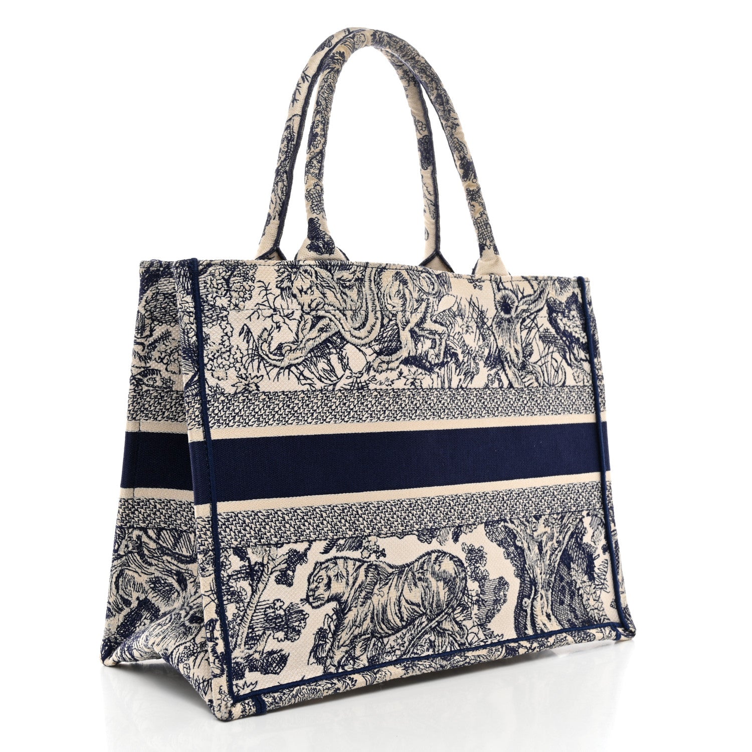 Christian Dior Canvas Embroidered Medium Dioriviera Toile De Jouy Book Tote Blue 3 of 12