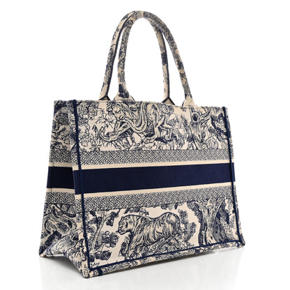 Christian Dior Canvas Embroidered Medium Dioriviera Toile De Jouy Book Tote Blue 3 of 12