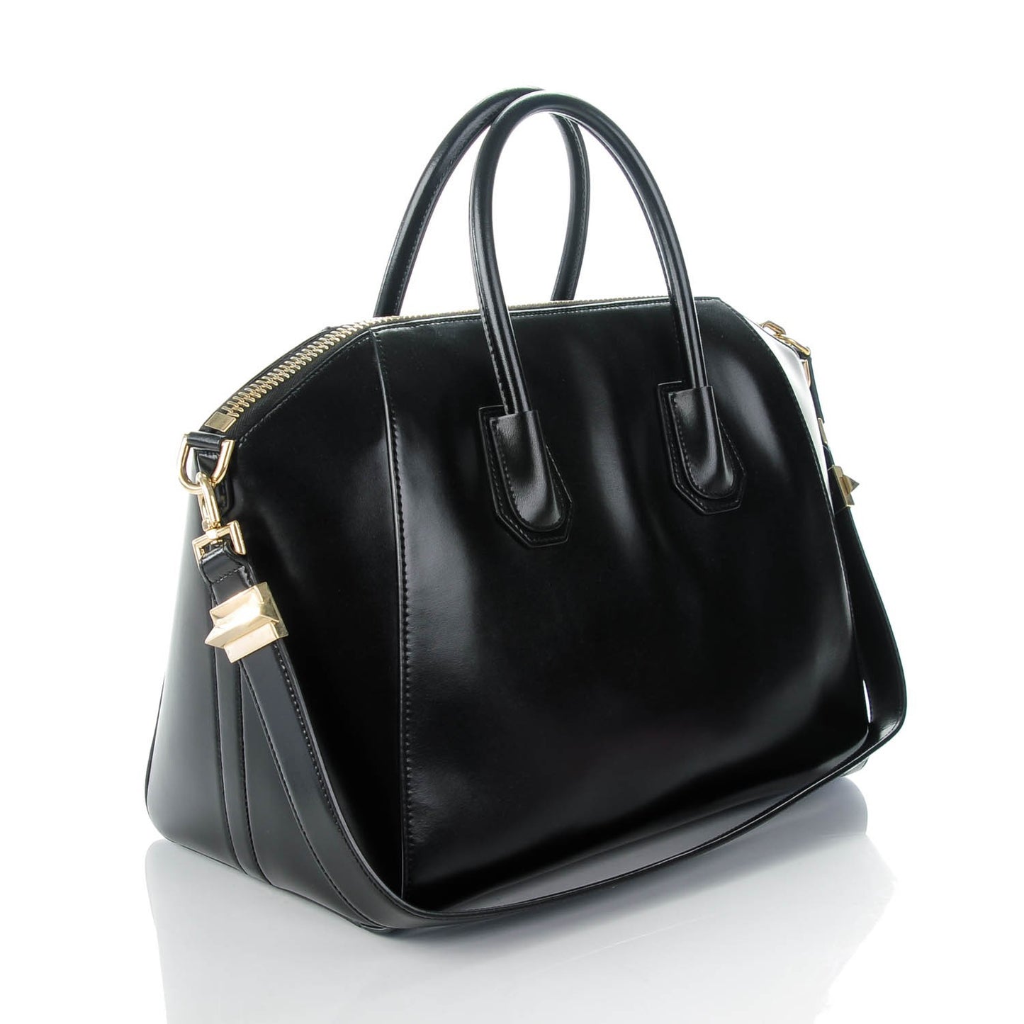 Shiny Lord Calfskin Medium Antigona Black