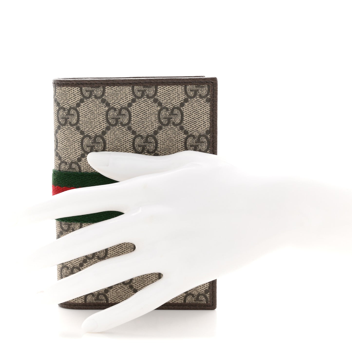 GG Supreme Monogram Web Passport Case Beige Brown