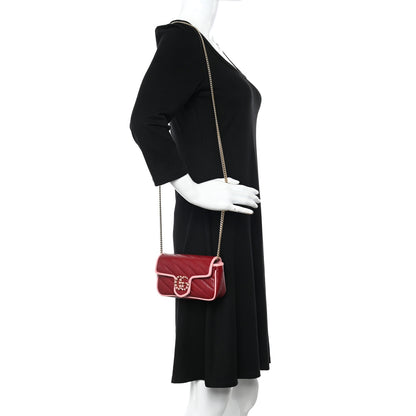 Gucci Azalea Calfskin Enamel Matelasse Diagonal Super Mini Torchon GG Marmont Shoulder Bag New Cherry Red Wild Rose 2 of 10