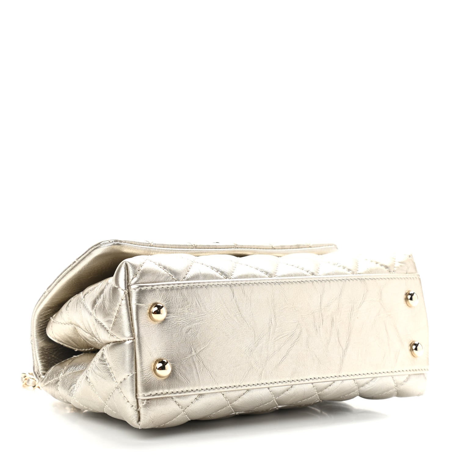 Chanel Metallic Aged Calfskin Quilted Mini Coco Handle Flap Gold 4 of 11