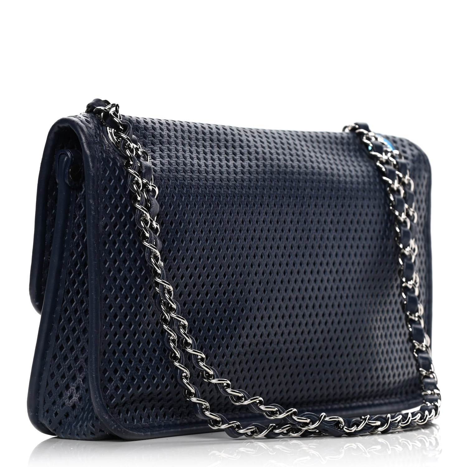 Chanel Perforated Calfskin Large Up In The Air Flap Dark Blue 2 of 9