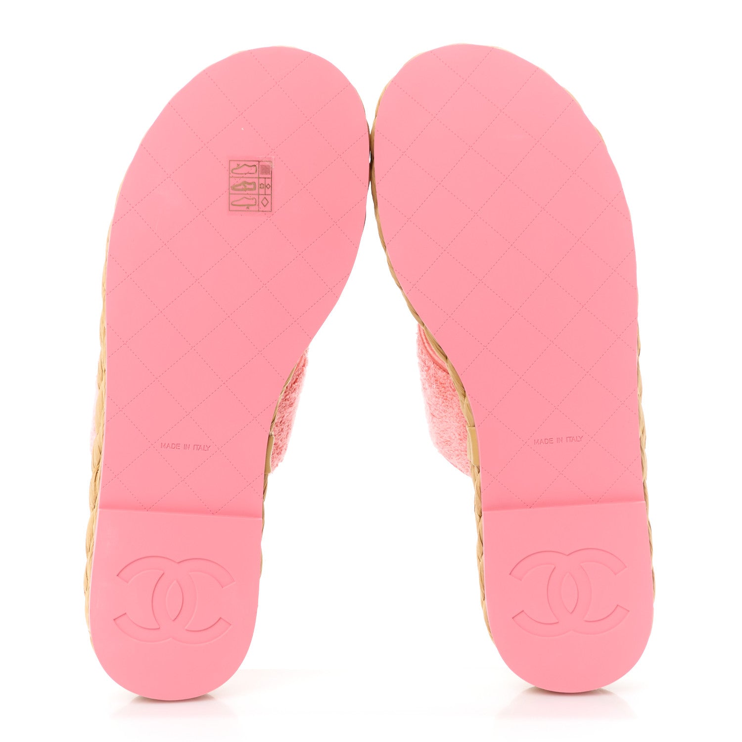 Chanel Terry Cloth Raffia CC Logo Thong Sandals 39.5 Pink 5 of 8