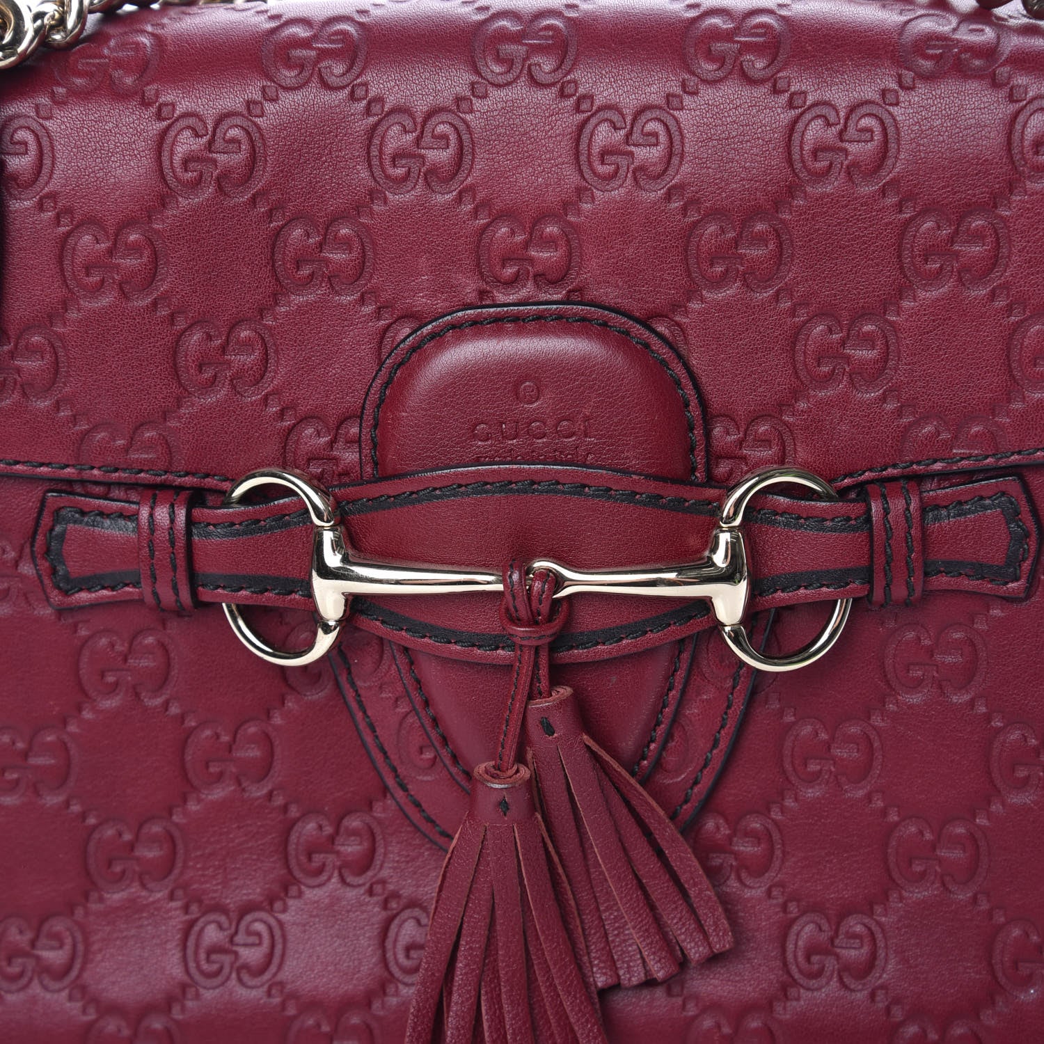 Gucci Soft Guccissima Medium Emily Chain Shoulder Bag Classic Ruby 10 of 10