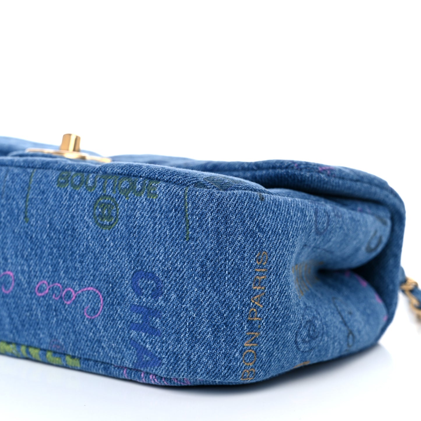 Denim Quilted Mini Denim Mood Rectangular Flap Blue Multicolor