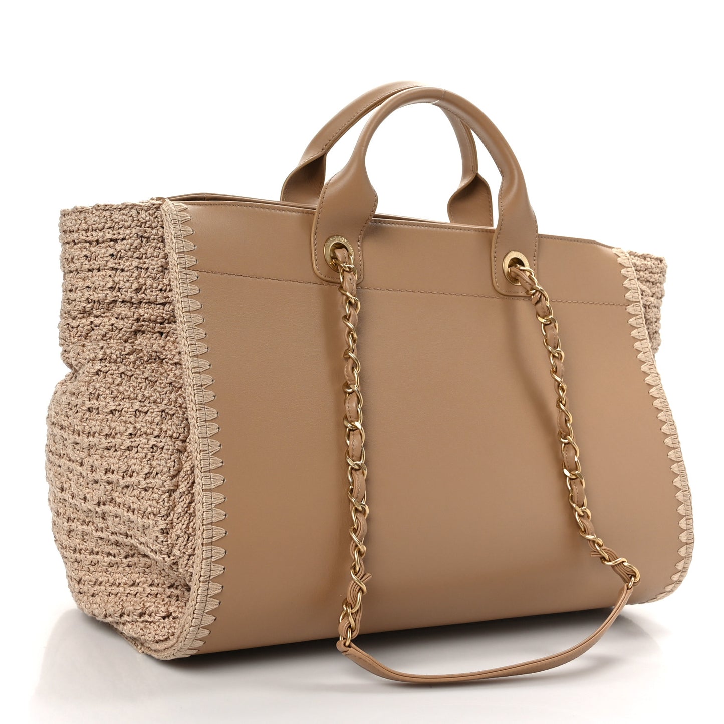 Calfskin Knit Medium Deauville Tote Beige