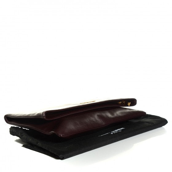 Saint Laurent Smooth Calfskin Large Letters Fold-Over Clutch Burgundy 4 of 16