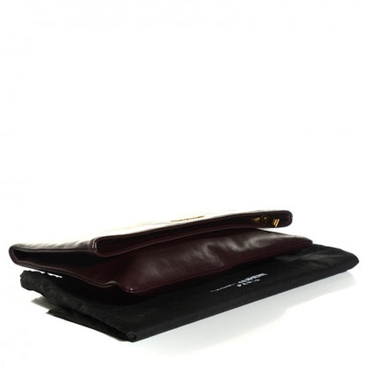 Saint Laurent Smooth Calfskin Large Letters Fold-Over Clutch Burgundy 4 of 16