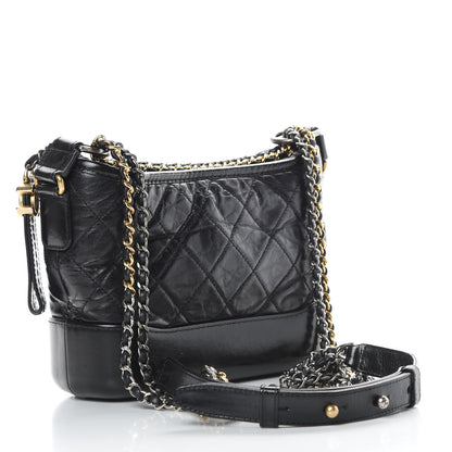 Chanel Aged Calfskin Quilted Small Gabrielle Hobo Black 3 of 14