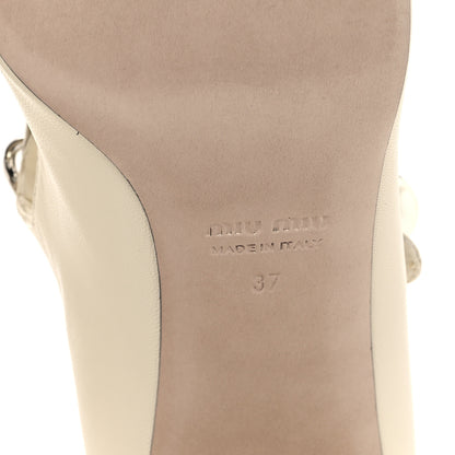 Miu Miu Patent Chain Pearl Mary Jane Pumps 37 Avorio Black 7 of 9