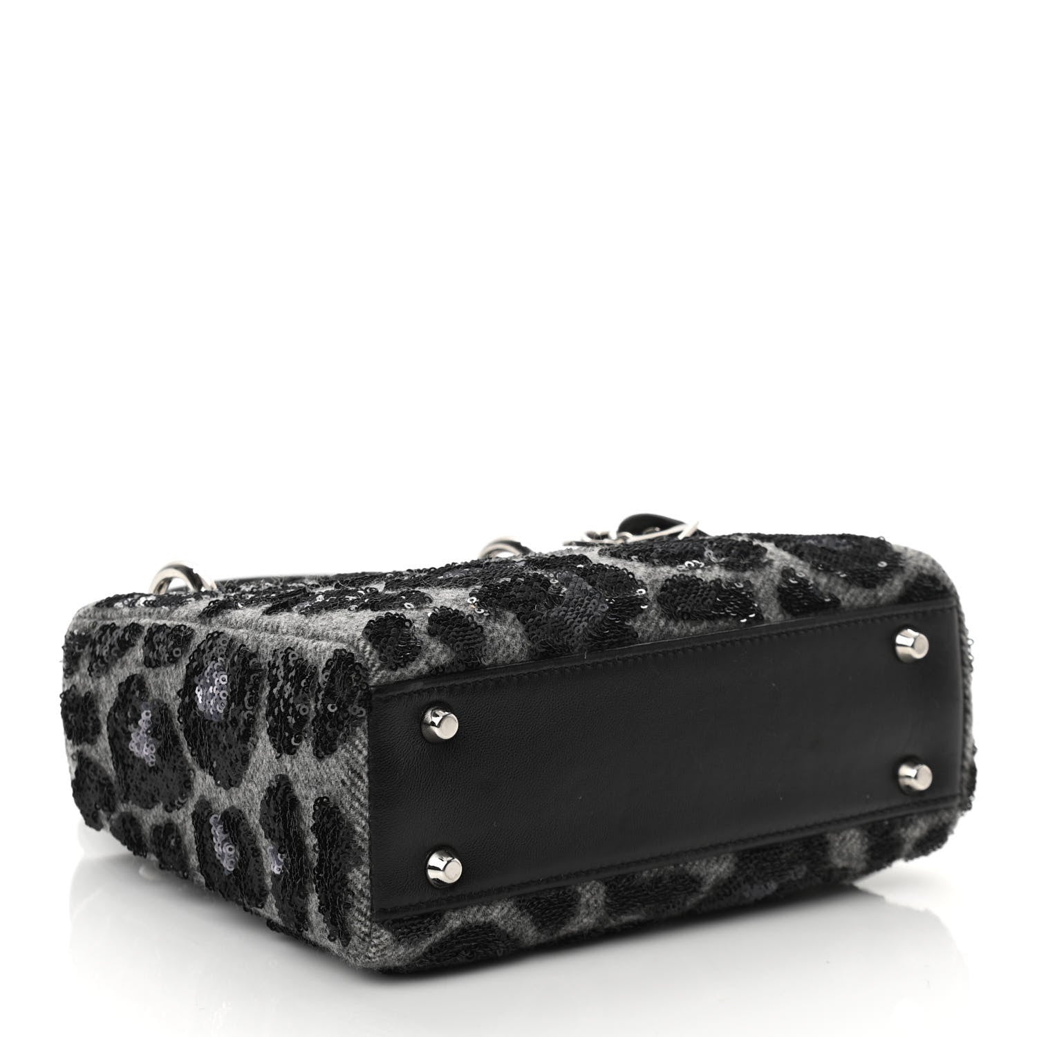 Christian Dior Wool Sequin Leopard Mini Lady Dior Grey Black 4 of 14