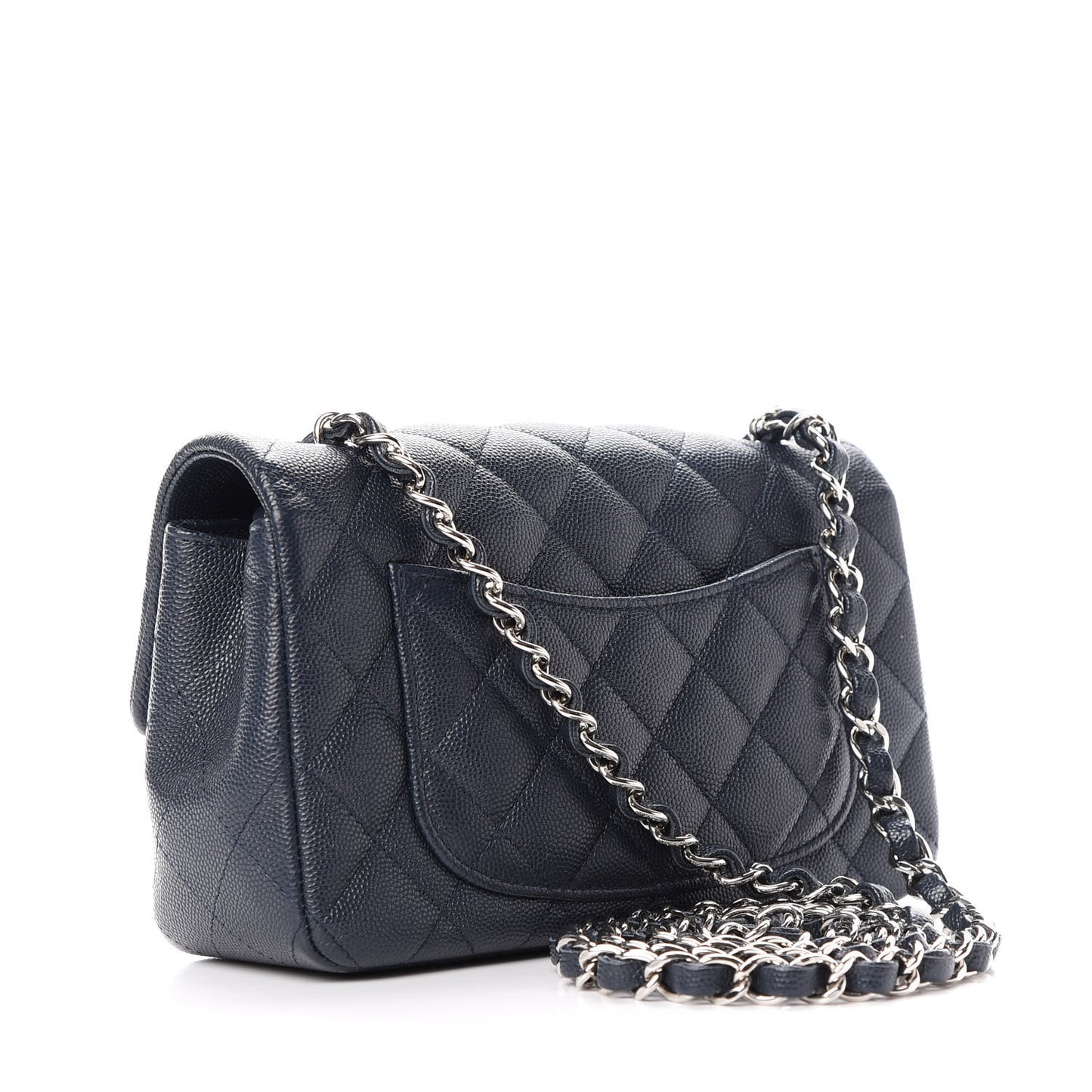 Caviar Quilted Mini Rectangular Flap Navy