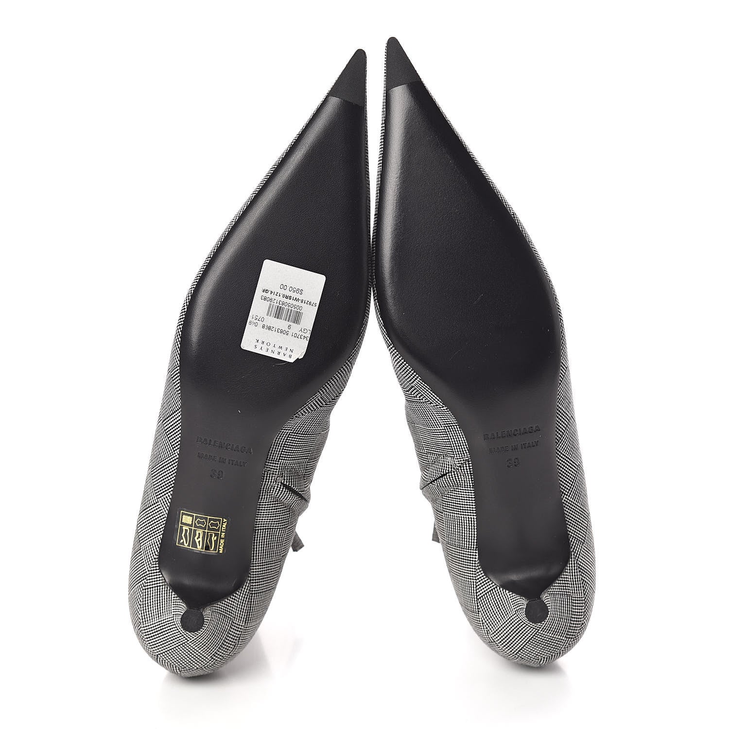 Balenciaga Wool Checked Knife Pointy Toe Boots 39 7 of 8
