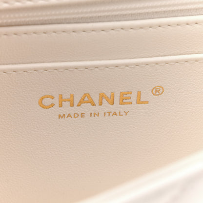 Chanel Lambskin Quilted Mini Crystal Top Handle Rectangular Flap White 6 of 10