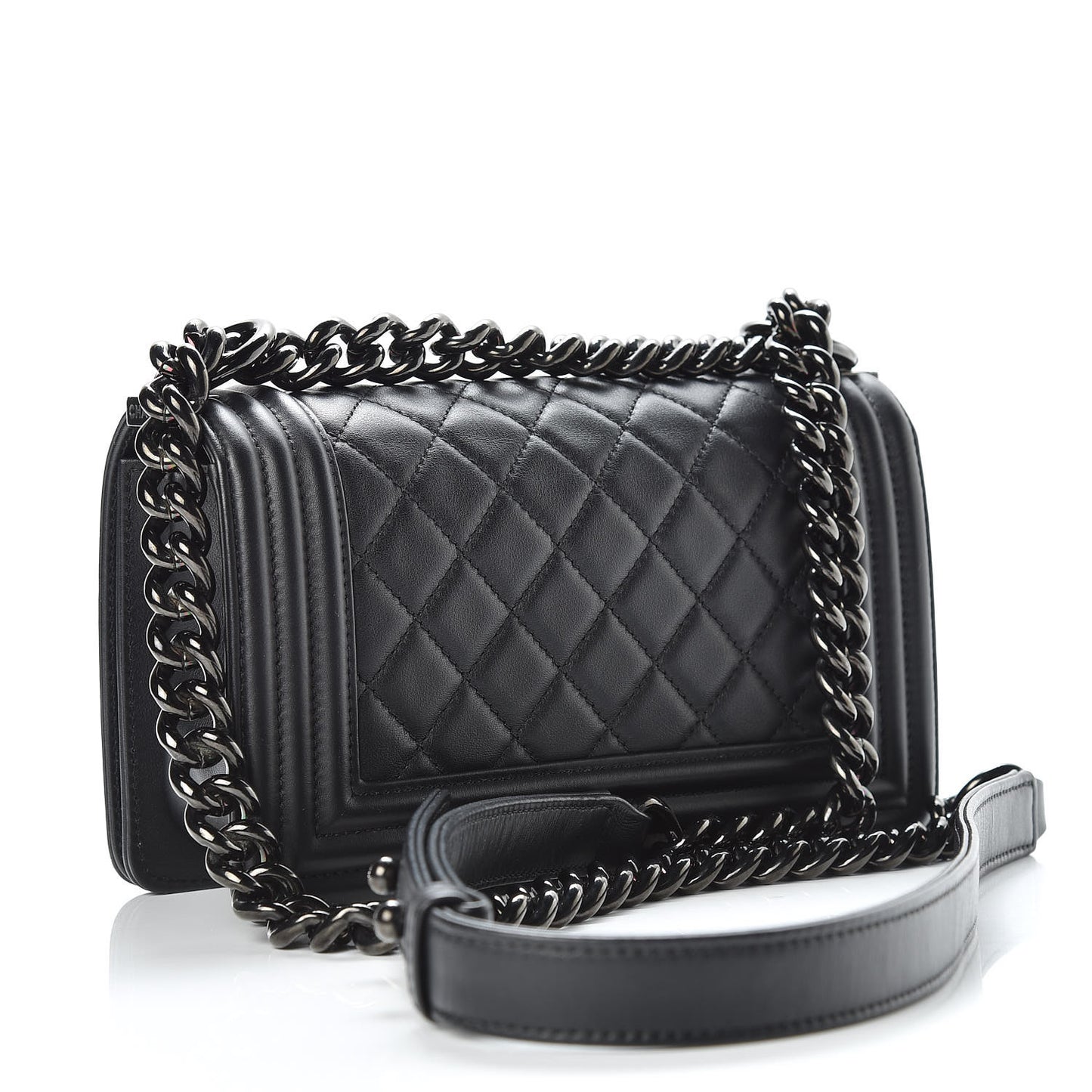 Calfskin Quilted Small Boy Flap So Black
