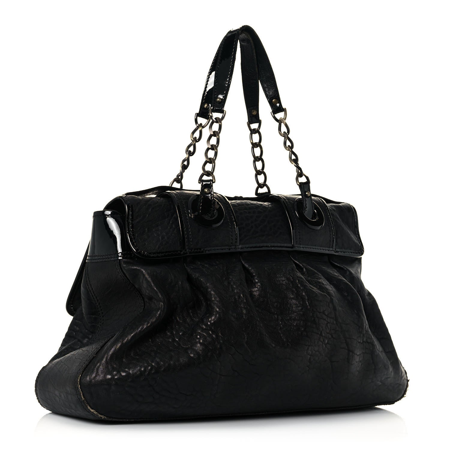 Fendi Nappa Patent Large B Bag Black 5 of 28