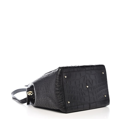 Givenchy Calfskin Crocodile Embossed Medium HDG Top Handle Bag Black 4 of 10