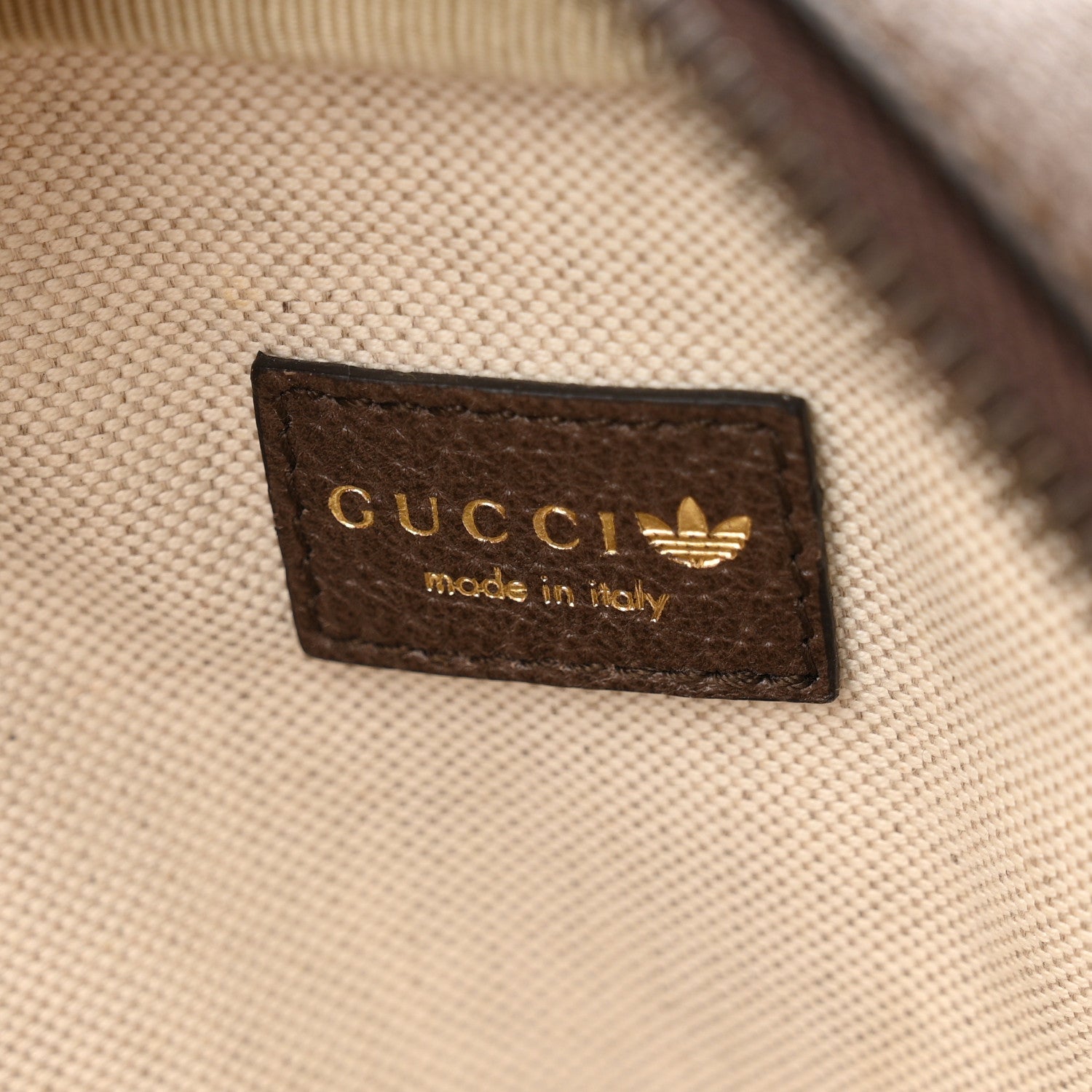 Gucci X ADIDAS Crystal Vintage Monogram Textured Dollar Calfskin Web Trefoil Logo Bag Mid Natural Nut Off White New Acero 6 of 11