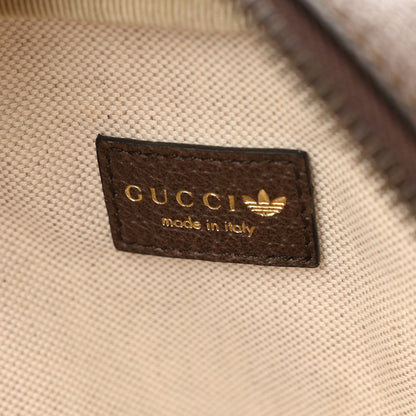 Gucci X ADIDAS Crystal Vintage Monogram Textured Dollar Calfskin Web Trefoil Logo Bag Mid Natural Nut Off White New Acero 6 of 11