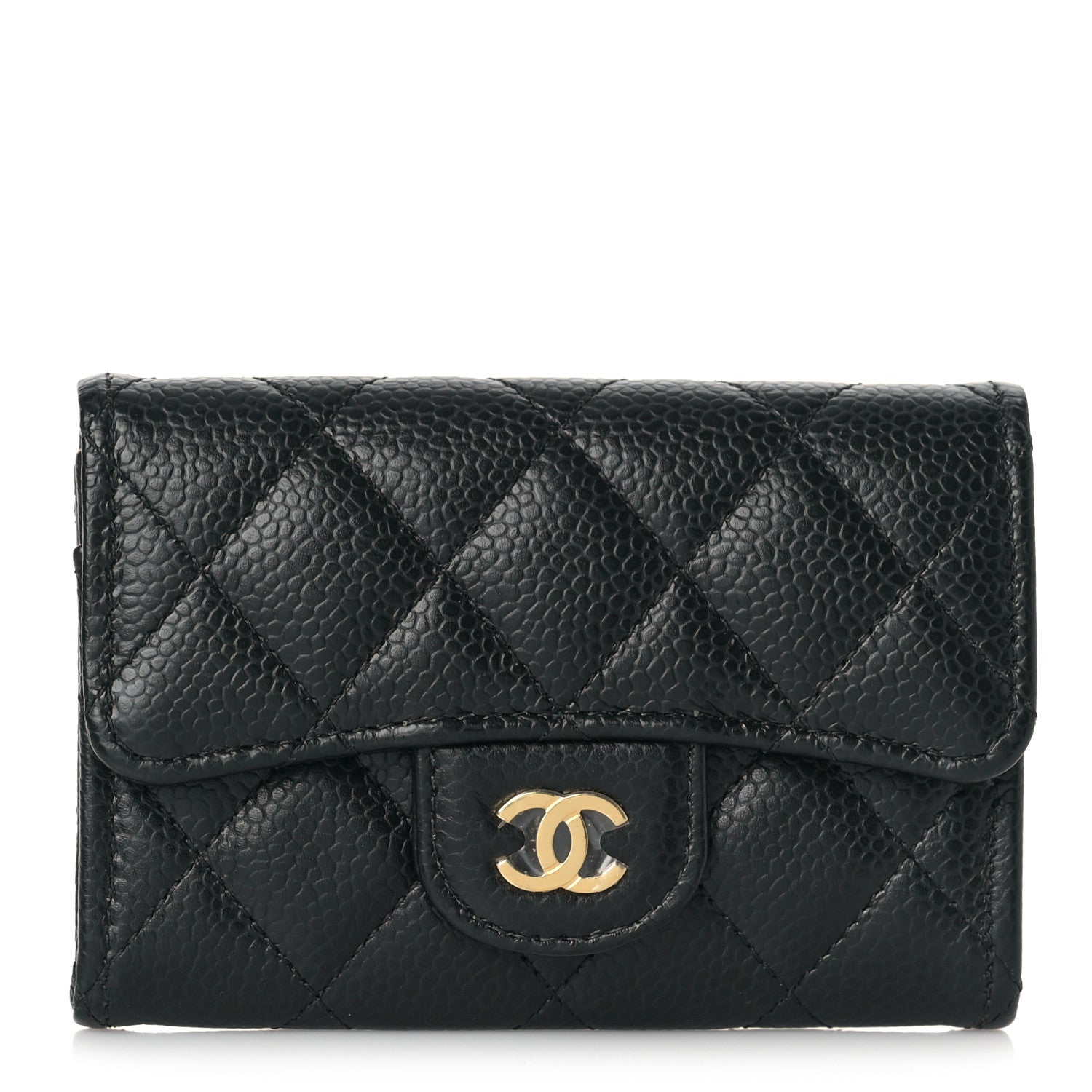 Chanel Caviar Quilted Flap Card Holder Wallet Black 1 of 11