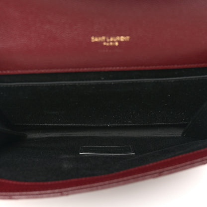 Saint Laurent Grain De Poudre Matelasse Chevron Monogram Envelope Clutch Rouge Legion 5 of 8